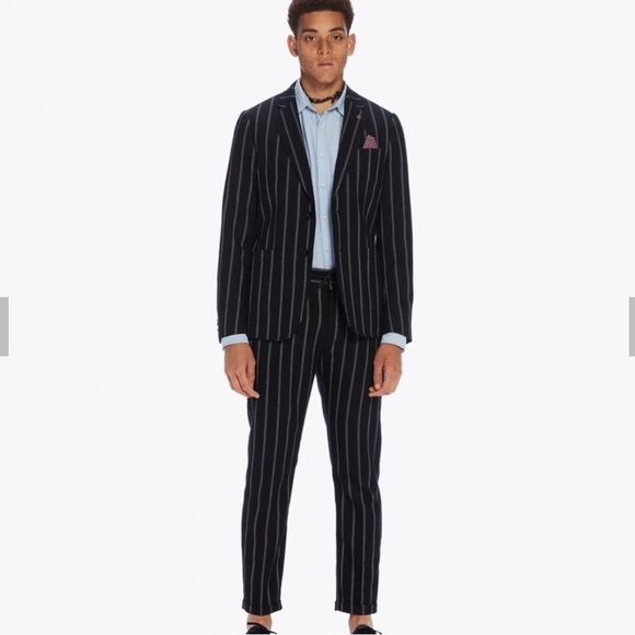 SCOTCH & SODA Blake Pleated tweed Chinos - Navy - Picture 2 of 13